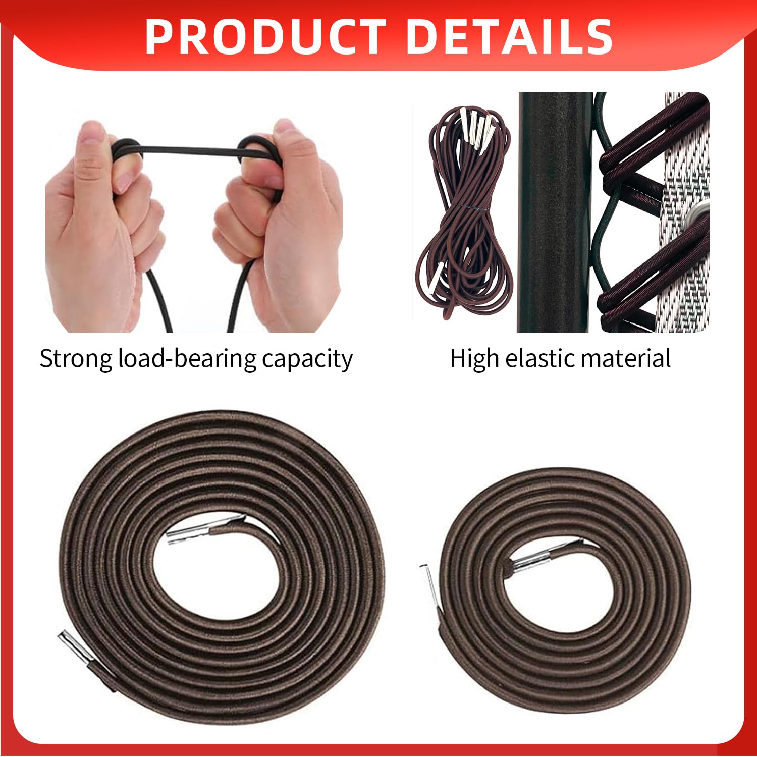 Tholire Universal Zero Gravity Chair Replacement Cord Kit - 4 Pack Elastic Repair Straps for Outdoor Recliners, Sun Loungers, and Anti-Gravity Chairs