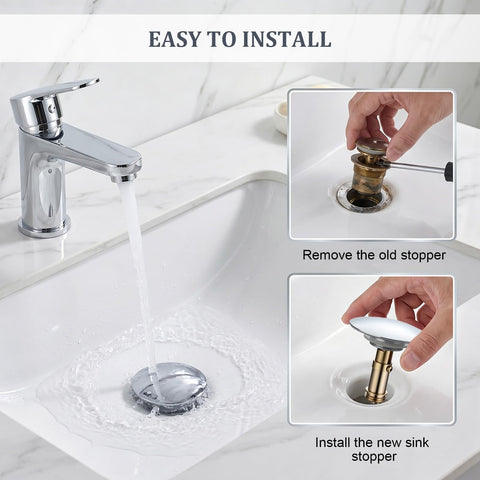 Thhiit 66mm Pop up Plugs Replacement Part, Stainless Steel Click Clack Sink Caps, 6 Pcs Pop up Sink Plug Replacement for Bathroom, Kitchen