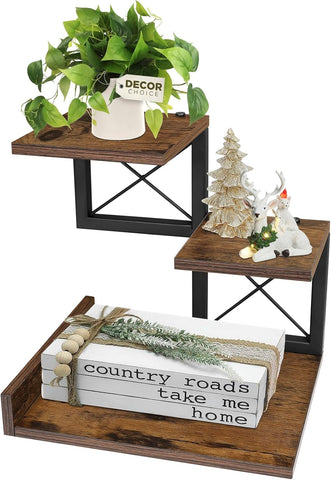 DoToGo Desk Shelf Organizer, Wood Desktop Organizer Small Bookshelf, 3 Tier Storage Shelf Riser Display Stand for Office Decor and Desk Accessories