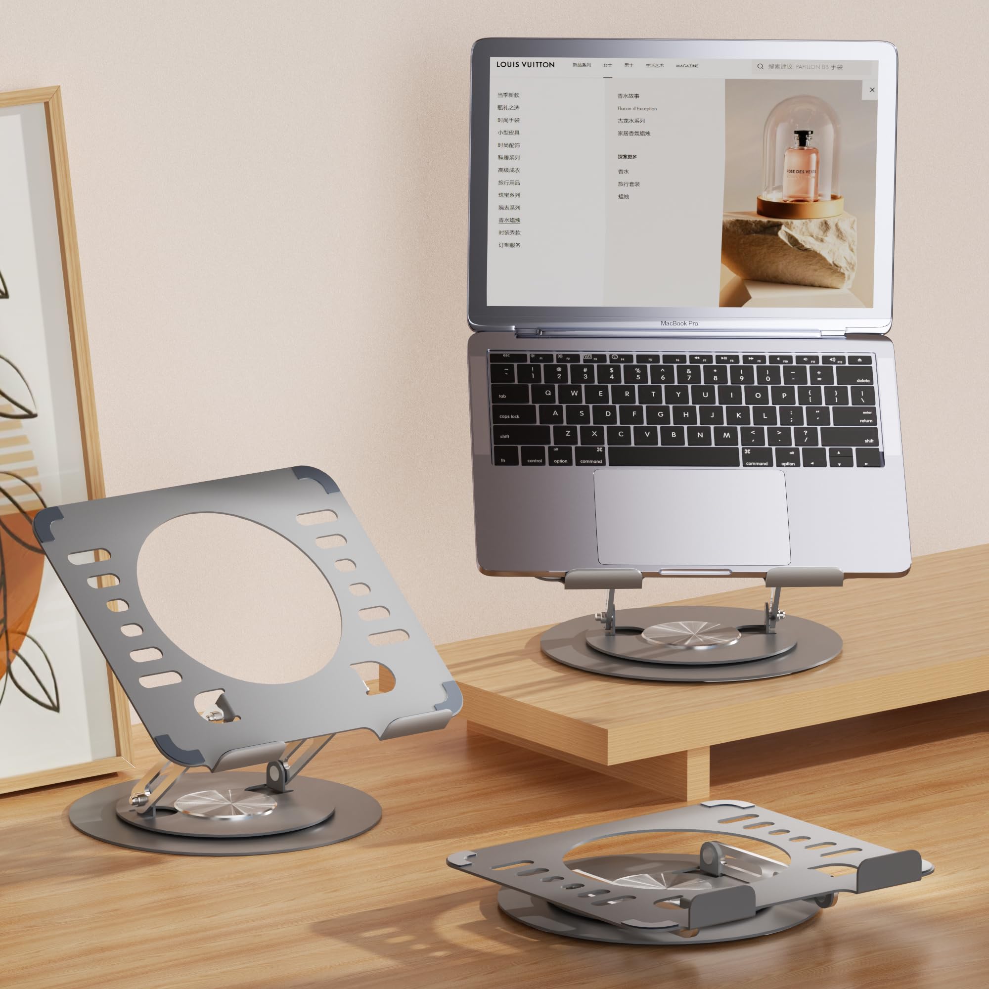 Uwenkjie Portable laptop stand, 360 degree rotation, ergonomically designed foldable computer stand, adjustable height