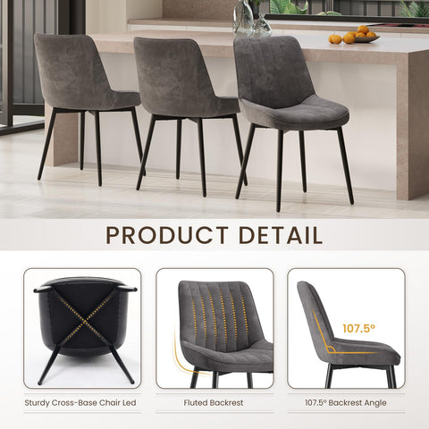 COLAMY Velvet Dining Chairs Set of 4, Velvet Chairs for Dining Room with Metal Legs and Thick Seat Cushion