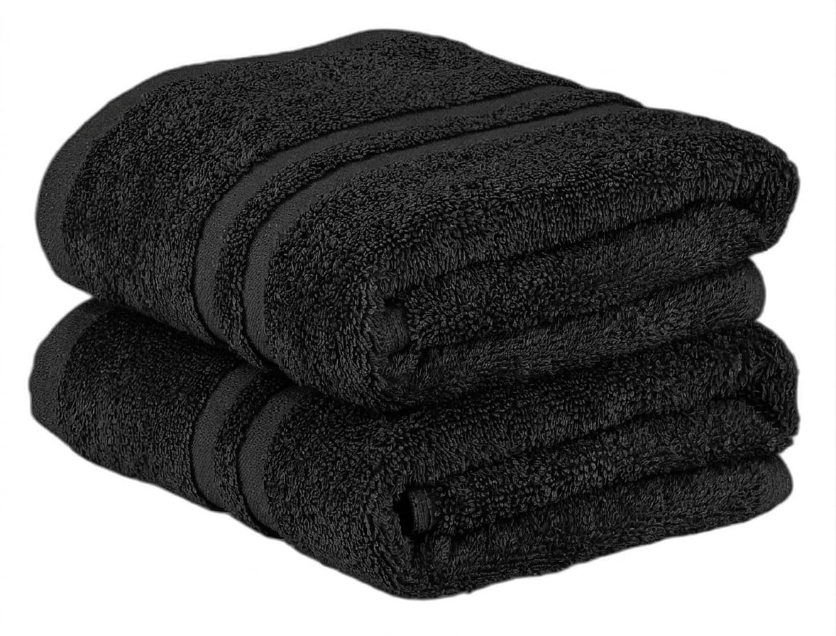Opel Tex Pack of 2 Jumbo Bath Sheets 100% Cotton (75 x 150 cm -500GSM) Super Soft Absorbent & Quick Dry Hotel Quality Large Towels (Black)