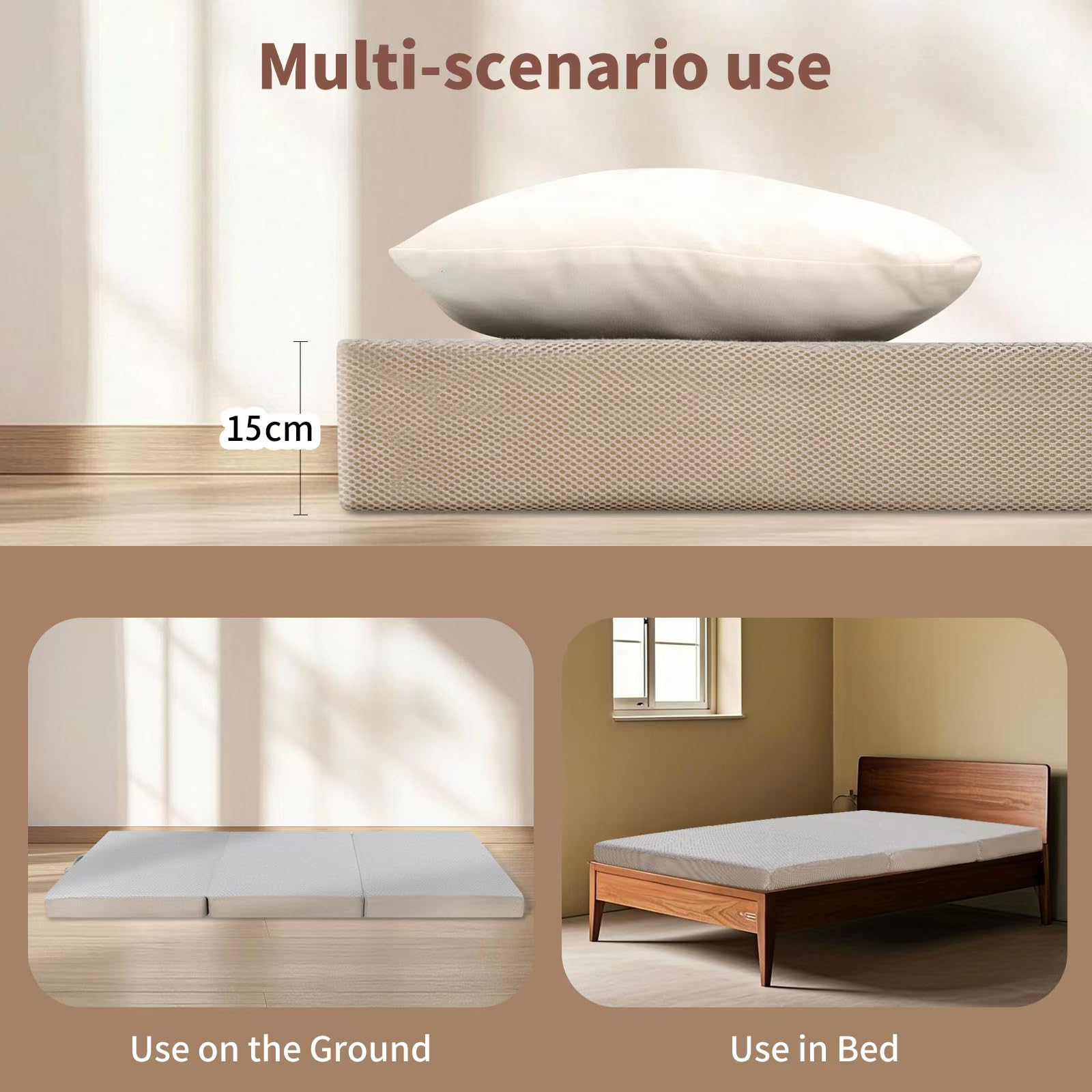 Gwydre Tri-fold 190 * 90 * 15cm Single Memory Foam Mattress