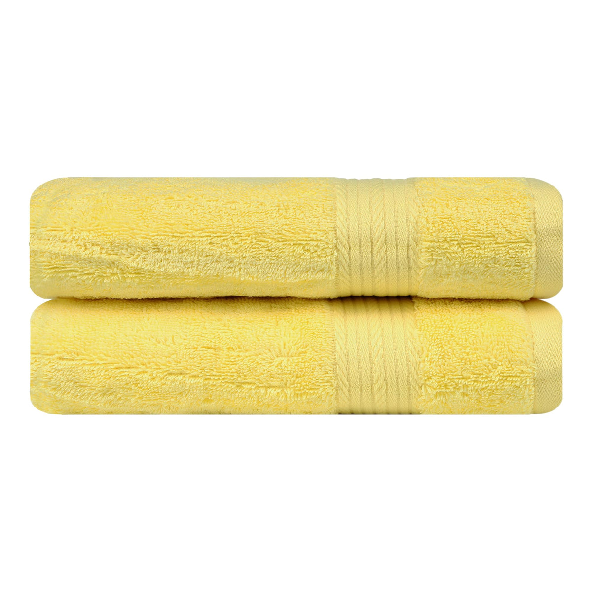 Ample Decor Hand Towel Set of 2 – 46 x 72 cm, 400 GSM, 100% Cotton – Quick-Drying, Super Absorbent – Ideal for Bathroom, Gym, Spa – Yellow