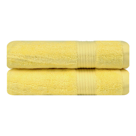 Ample Decor Hand Towel Set of 2 – 46 x 72 cm, 400 GSM, 100% Cotton – Quick-Drying, Super Absorbent – Ideal for Bathroom, Gym, Spa – Yellow