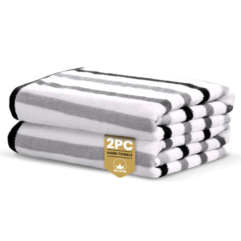 Rapport Home Amalfi Hand Towels 2 Pack | Black | 50x85cm | Luxurious 500GSM 100% Cotton | Oeko-Tex Certified Absorbent & Soft Bathroom Towel Set