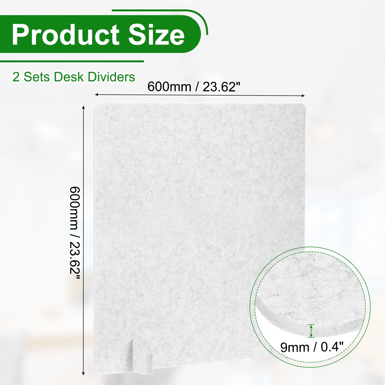 PATIKIL Desk Dividers 60x60cm, 2 Pack Desk Privacy Panel Freestanding Noise Reducing Partition Acoustic Panel with 4Pcs Support Feet for Testing
