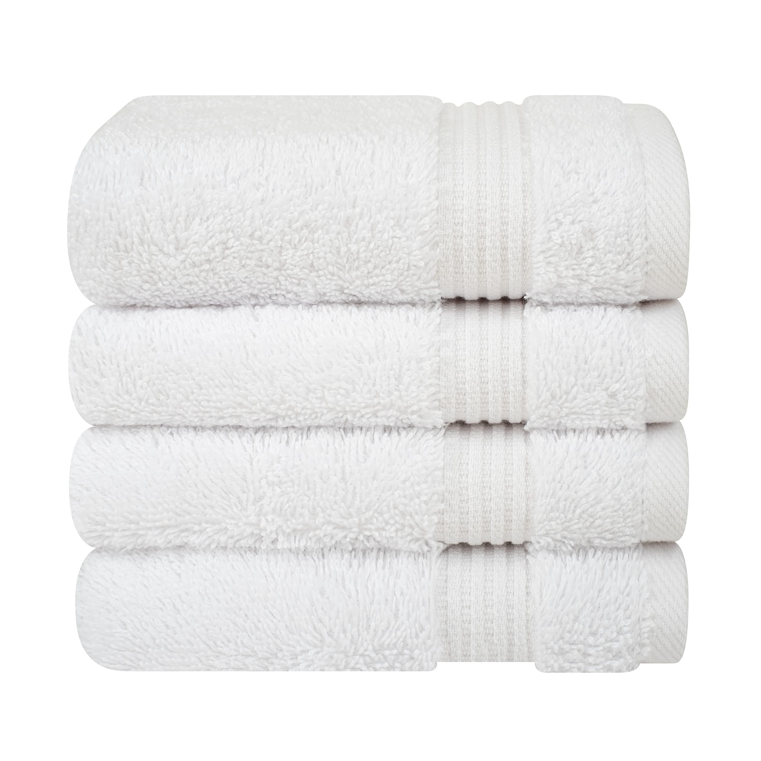 Cotton Paradise 100% Cotton Turkish Washcloths for Bathroom 4 Piece Soft Absorbent Small Hand Face Towels Fluffy Wash Rags for Body, White Wash Cloths