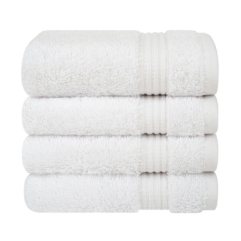 Cotton Paradise 100% Cotton Turkish Washcloths for Bathroom 4 Piece Soft Absorbent Small Hand Face Towels Fluffy Wash Rags for Body, White Wash Cloths