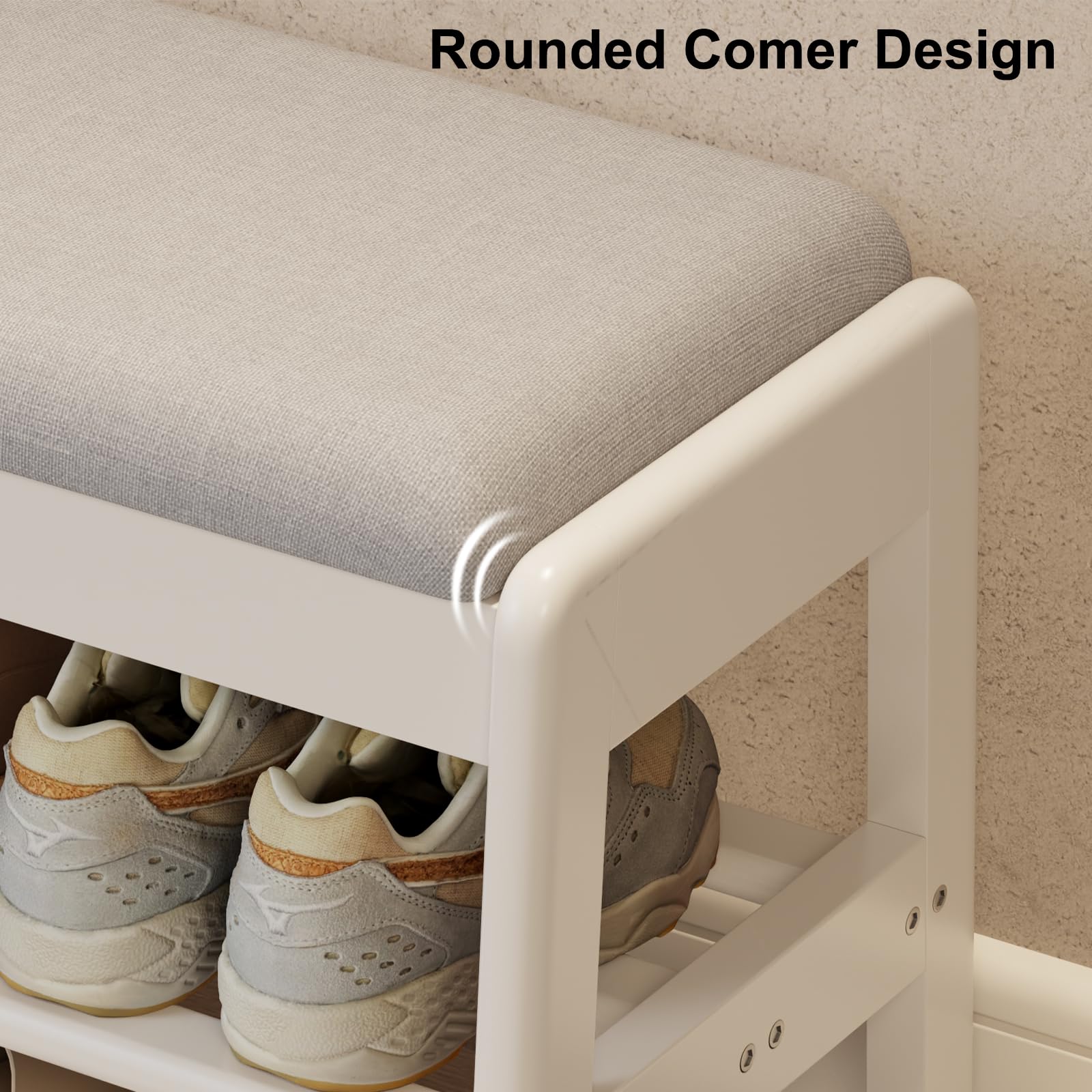 AQIMUELE Small Shoe Bench with Cushion, Shoe Bench Storage with Seat, Wooden Shoe Rack 2-Tier, Hidden Flip-Top Seat, for Hallway, Entryway