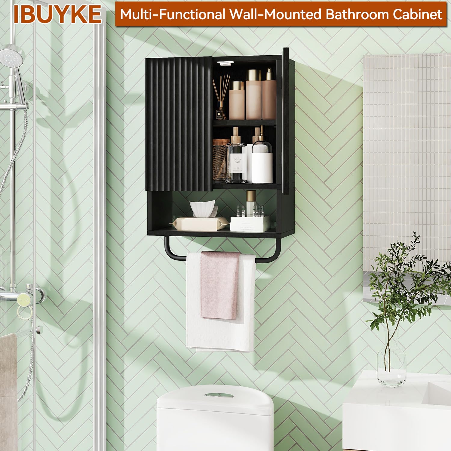 IBUYKE Bathroom Wall Cabinet Storage Cabinet Cupboard WBS003B