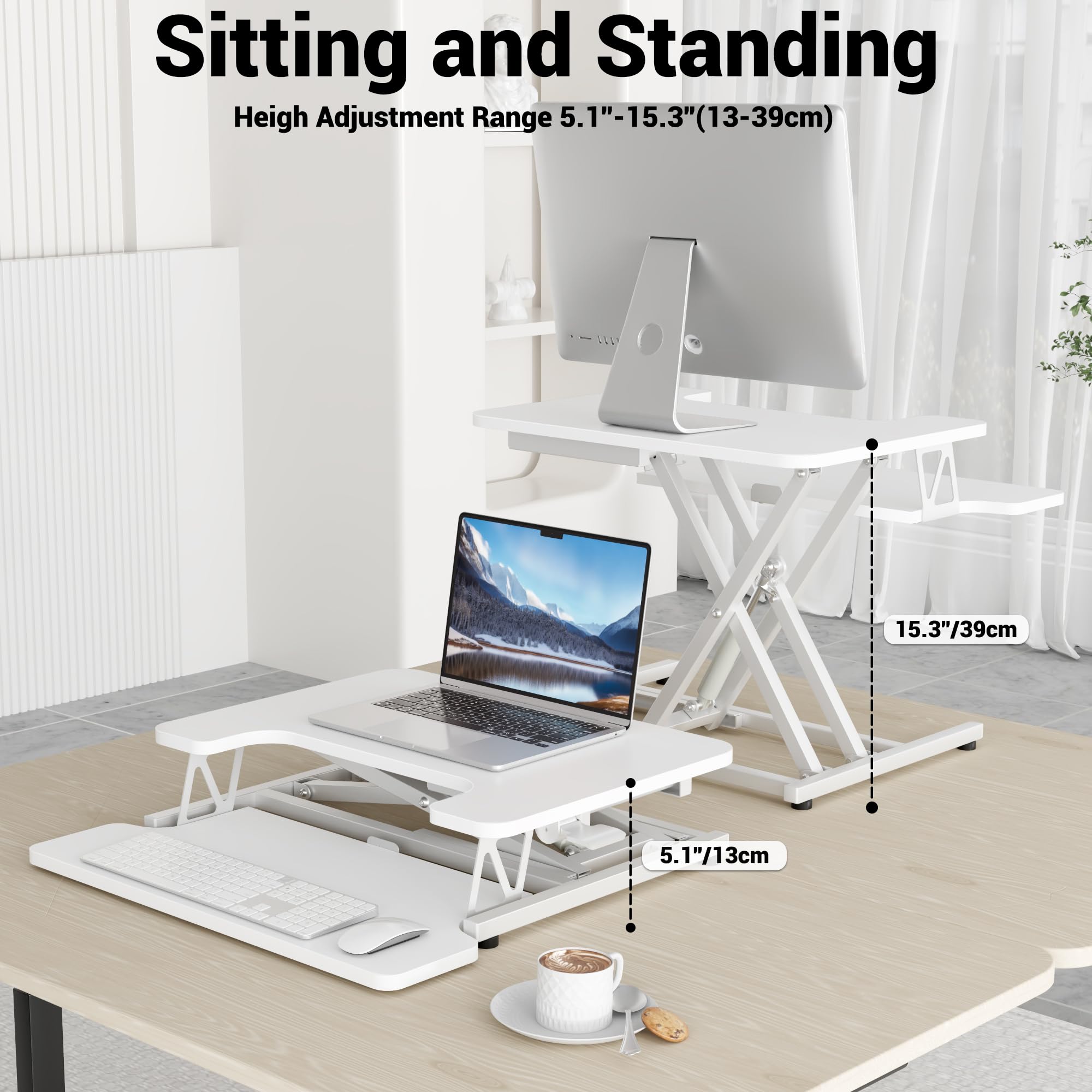 ERGOMAKER Standing Desk Converter, 22"/55cm, White