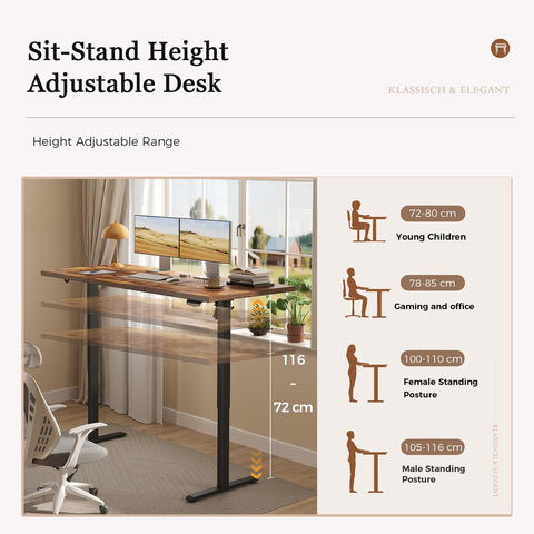 Klicelor Electric Standing Desk, 2 Memory Buttons for stand & sit, 100x60