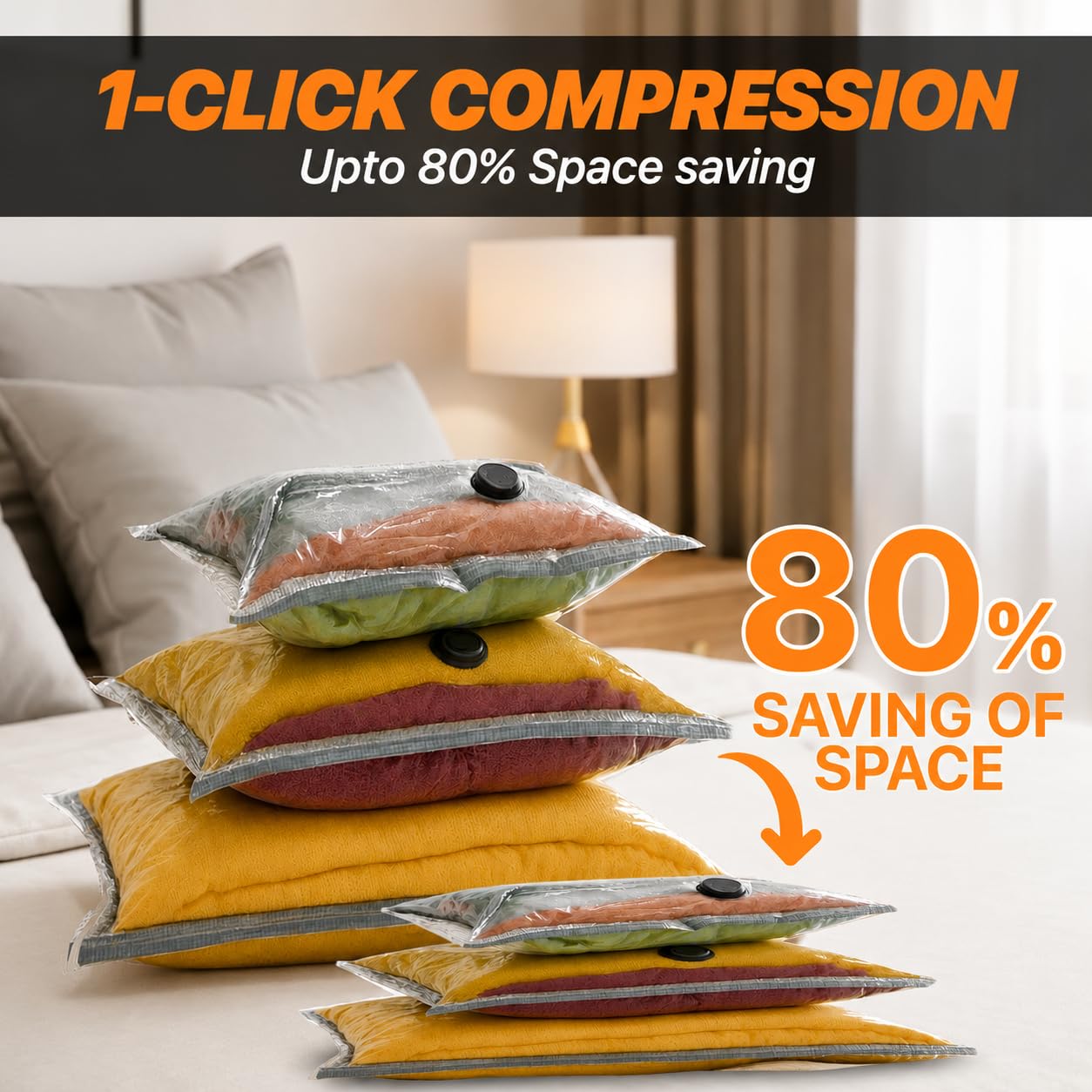 15 Pack Reusable Vacuum Storage Bags for Travel with USB Pump - Airline Approved Space Saving Compression Bags for Clothes