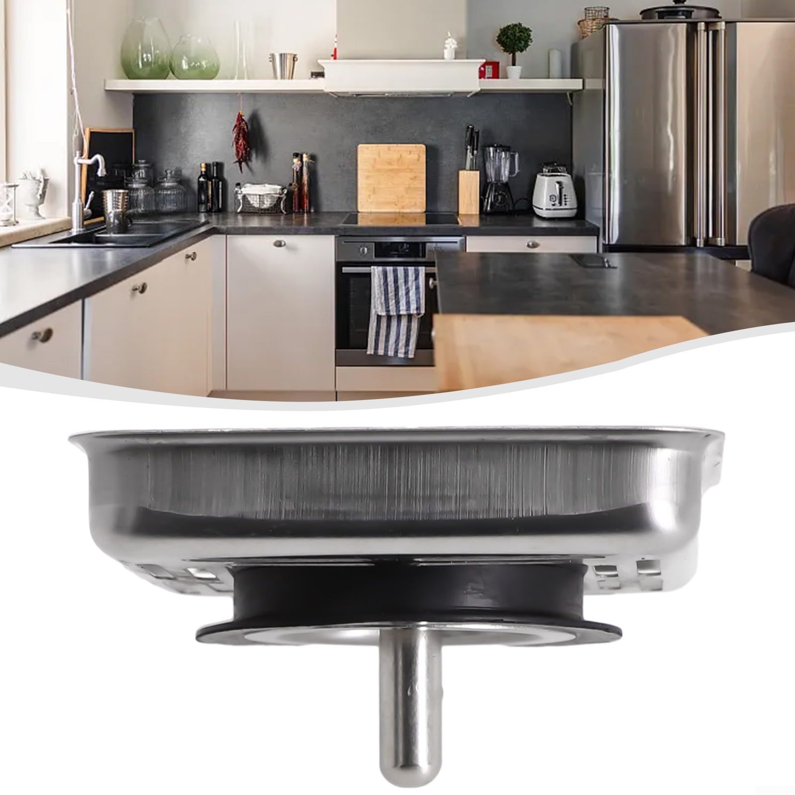SPORTARC Square Kitchen Sink Strainer, Stainless Steel Kitchen Sink Strainer Drainer, Sink Anti-Blocking Mesh Stopper Basket Strainer Waste Plug