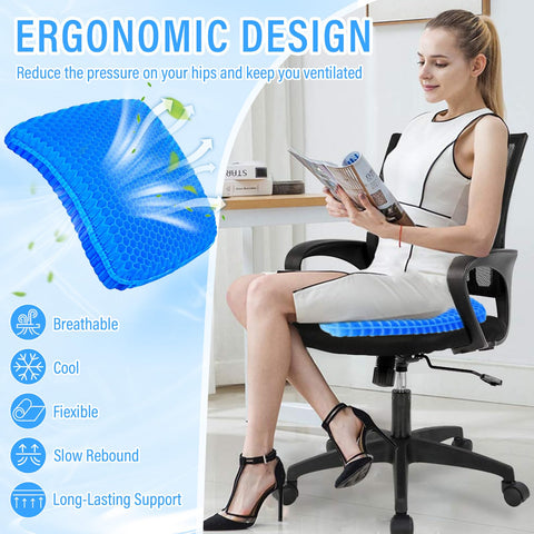 Audasi Gel Seat Cushion, Honeycomb Thick Gel Seat Pad for Bottoms Soft Sitter Cushion Relieving Back Coccyx Pressure Seat Cushions for Car Office