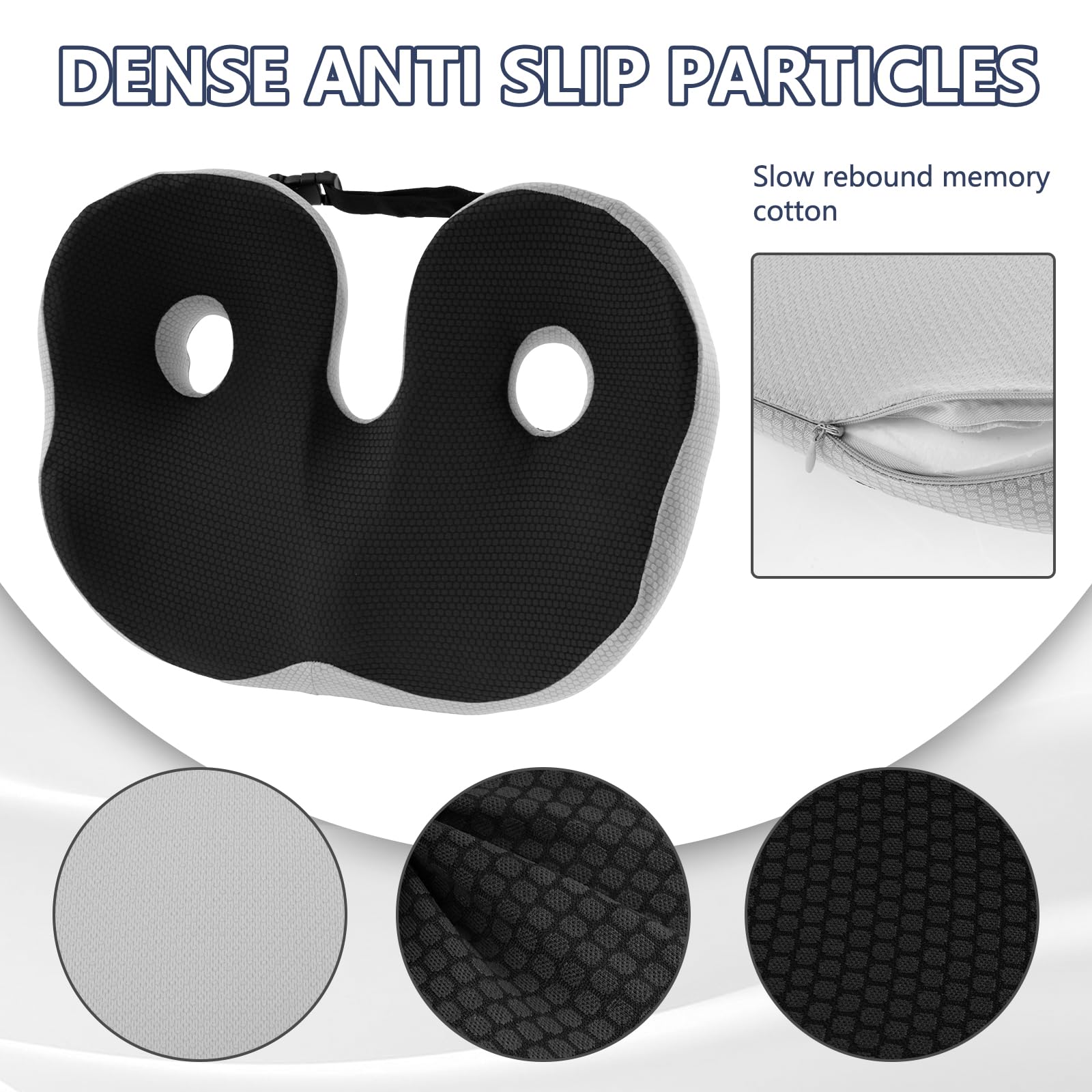 Coccyx Cushion for Tailbone Pain, Adjustable Memory Foam Non-Slip Seat Pads, Ergonomic Seat Cushion, Coccyx Pain Relief Cushion for Office Chair