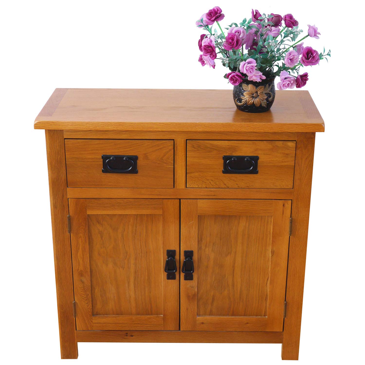 Aurotrice Oak Small Sideboard/2 Door 2 Drawer Mini Sideboard/Living Room Storage (Rustic) …