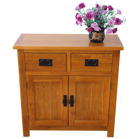 Aurotrice Oak Small Sideboard/2 Door 2 Drawer Mini Sideboard/Living Room Storage (Rustic) …