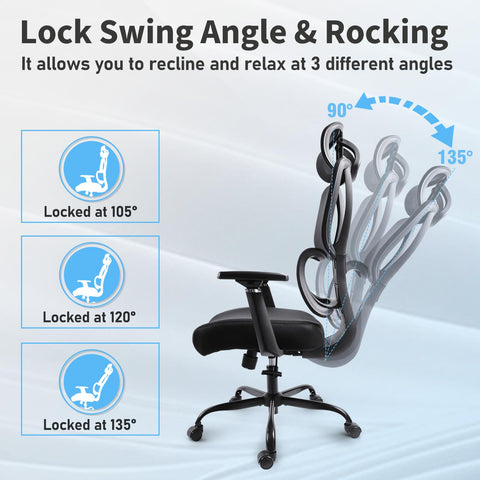 GGCIR High Back Office Chair,Ergonomic Big and Tall Desk Chair with Lumbar Support,3D Armrests,Adjustable Headrest,Comfortable Office Chairs for Home