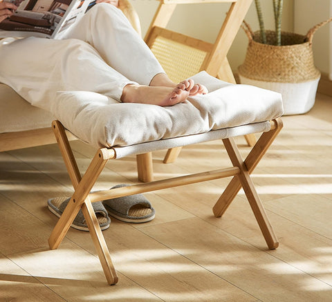 bimiti Foot Stool Bamboo Folding Foot Rest Foldable Ottoman Seat