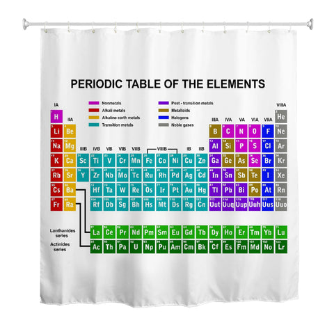 goodbath Periodic Table Shower Curtain 180 x 180 cm, Chemical Elements Waterproof Polyester Fabric Bath Curtain for Bathroom Bathtub Hotel