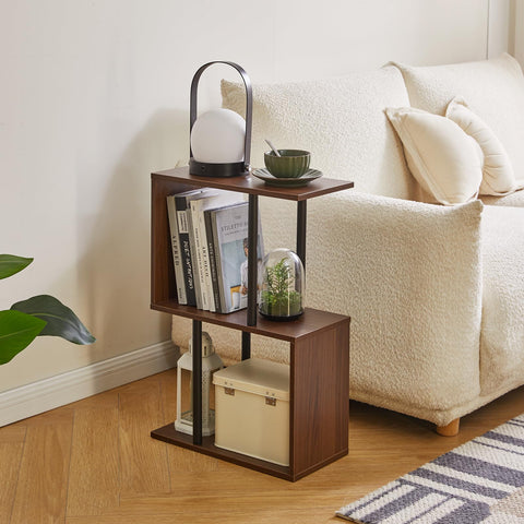 Aibiju S-Shaped Side Table, 3-Tier End Table with Open Storage Shelves, Non-Slip Feet, Modern Style Nightstand