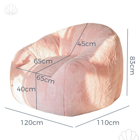 MAXYOYO Giant Bean Bag Chair,Faux Fur Shell Shaped Bean Bag Sofa with Filler,Soft Beanbag Sofa Giant Size for Living Room Bedroom
