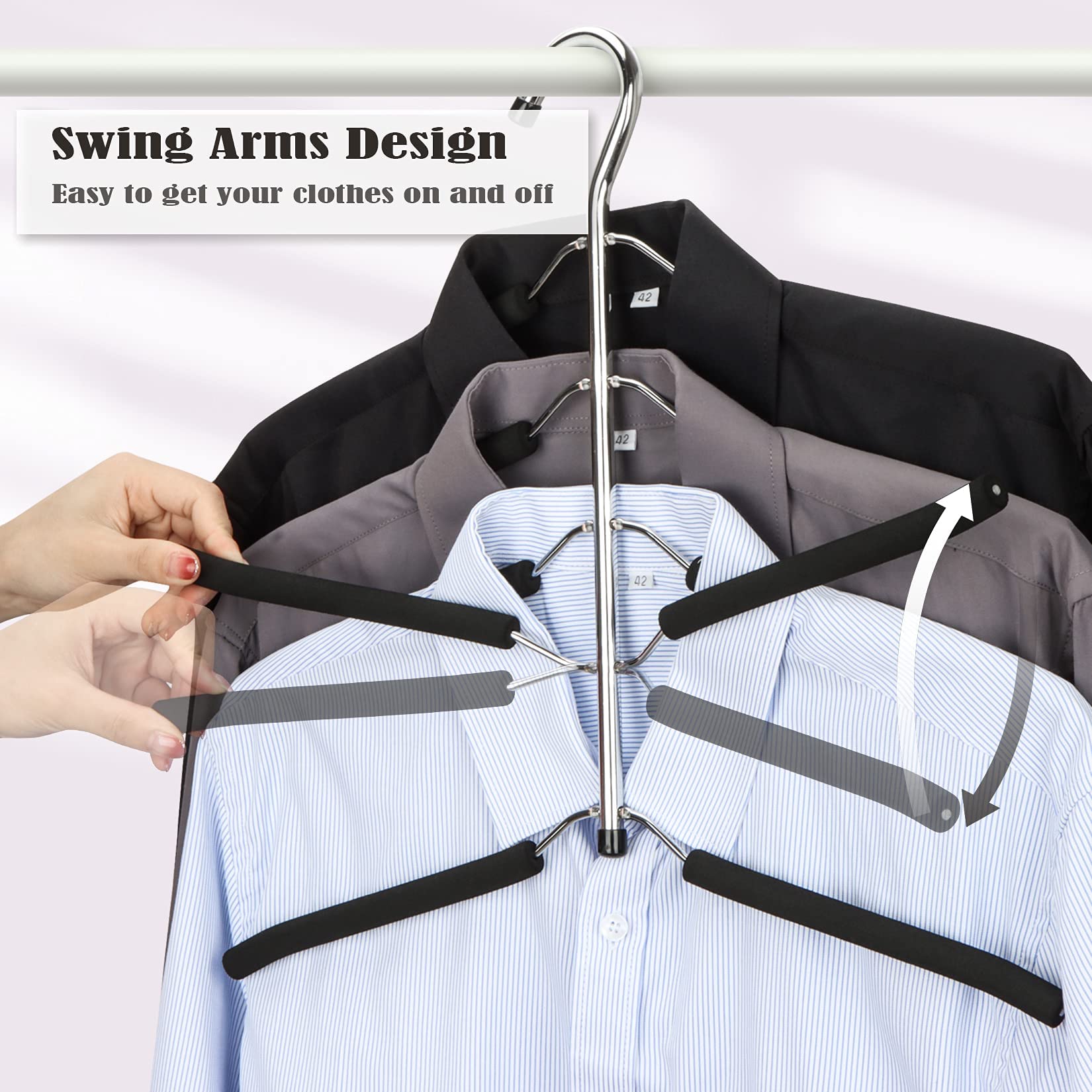 5 in 1 Multi-Layer Metal Hanger Multi-Layer and Multifunctional Organizer with Non-Slip Sponge for Jeans Skirts T-Shirts Trousers Storage for Clothes