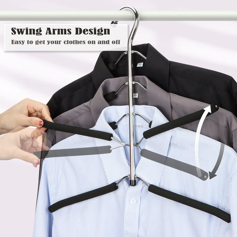 5 in 1 Multi-Layer Metal Hanger Multi-Layer and Multifunctional Organizer with Non-Slip Sponge for Jeans Skirts T-Shirts Trousers Storage for Clothes