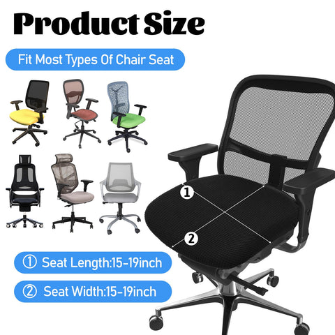 Exircy Office Chair Seat Cover, Stretchable Removable Washable Desk Chair Cover Black Elastic Chairs Seat Slipcovers with Tie Straps 17.7"-21.7"
