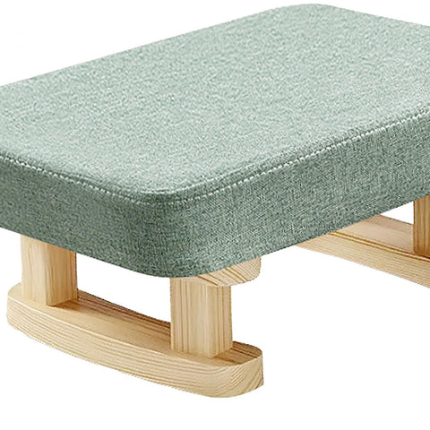 Folpus Padded Foot Stool Foot Rest with Wooden Legs Small Low Ottoman Rectangle Chair Step Stool for Bed