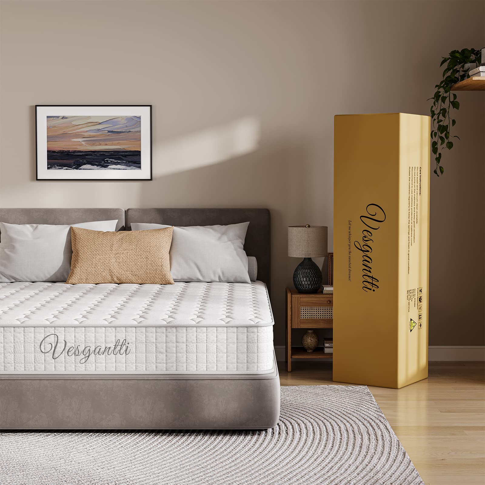 Vesgantti Double Mattresses Hybrid Mattress 135x190x25cm, White
