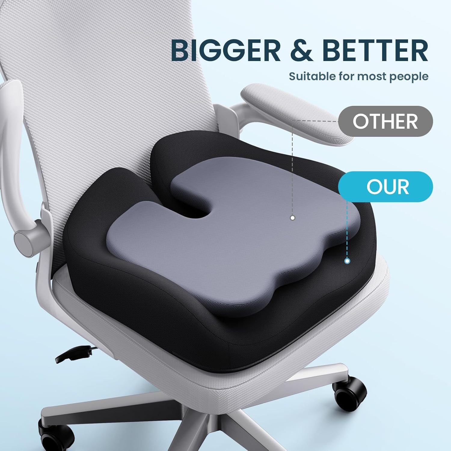 Benazcap Memory Foam Seat Cushions for Office Chair, Car Seat Cushion,Black