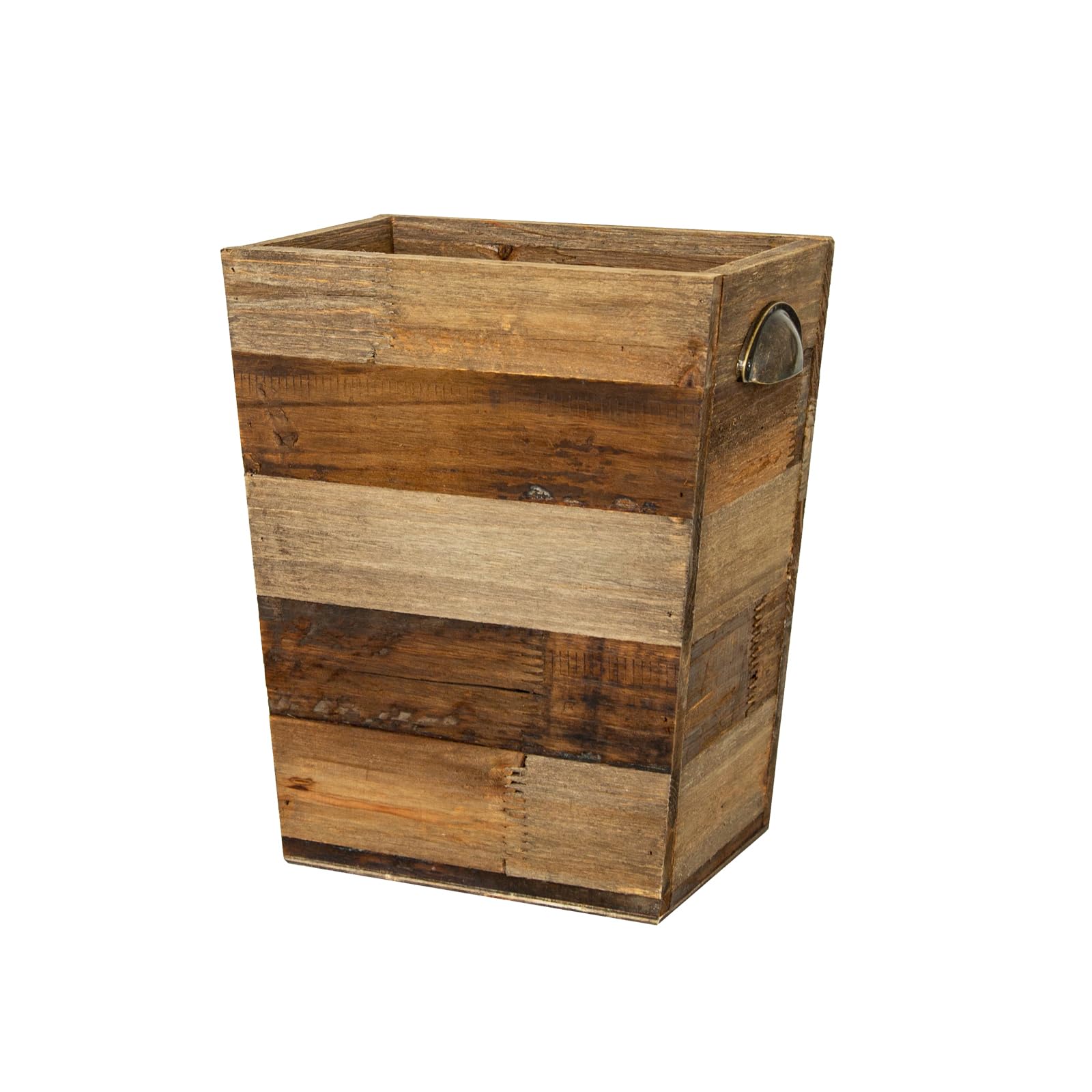 Venalys Small Wooden Waste Paper Bin Trash Can, Farmhouse Decorative Garbage Can Wastebasket