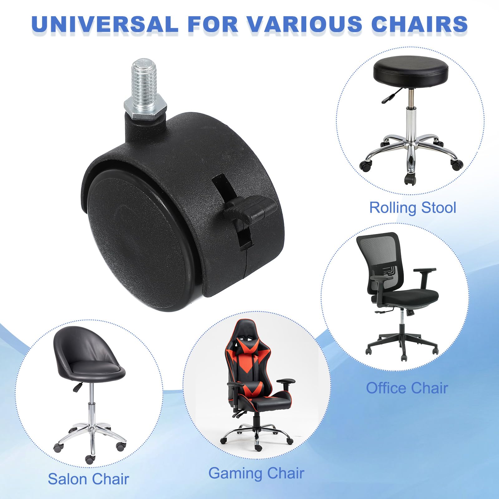 PATIKIL Office Chair Wheels Replacement 2", 5 Pcs Nylon Heavy Duty Office Furniture Casters Wheels with Wrench Universal Wheel for Hardwood Floor