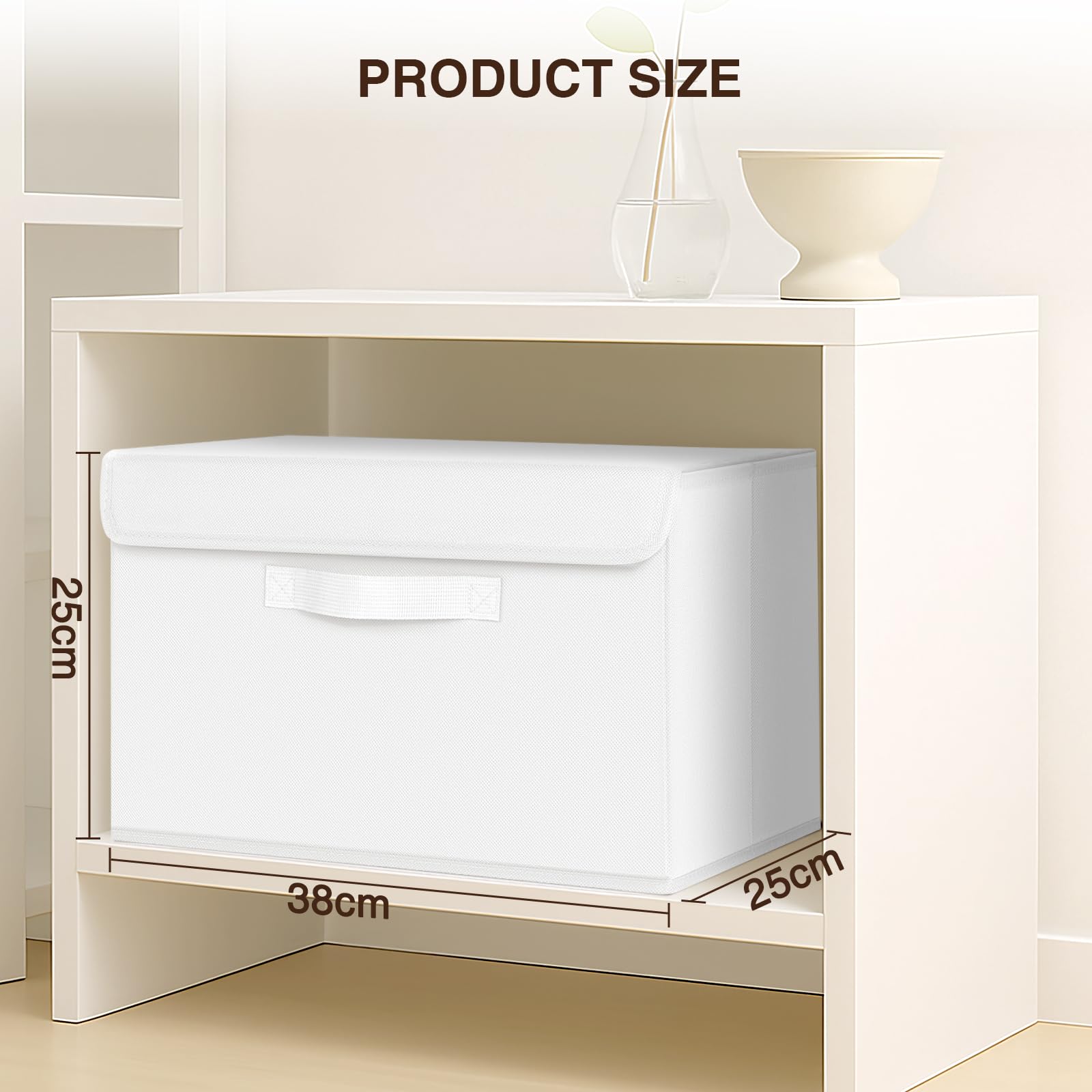 Homsorout Foldable Storage Boxes with Lids - Wardrobe Organiser Bin with Handle Fabric Basket Containers for Clothes, Book, Shelf, Office