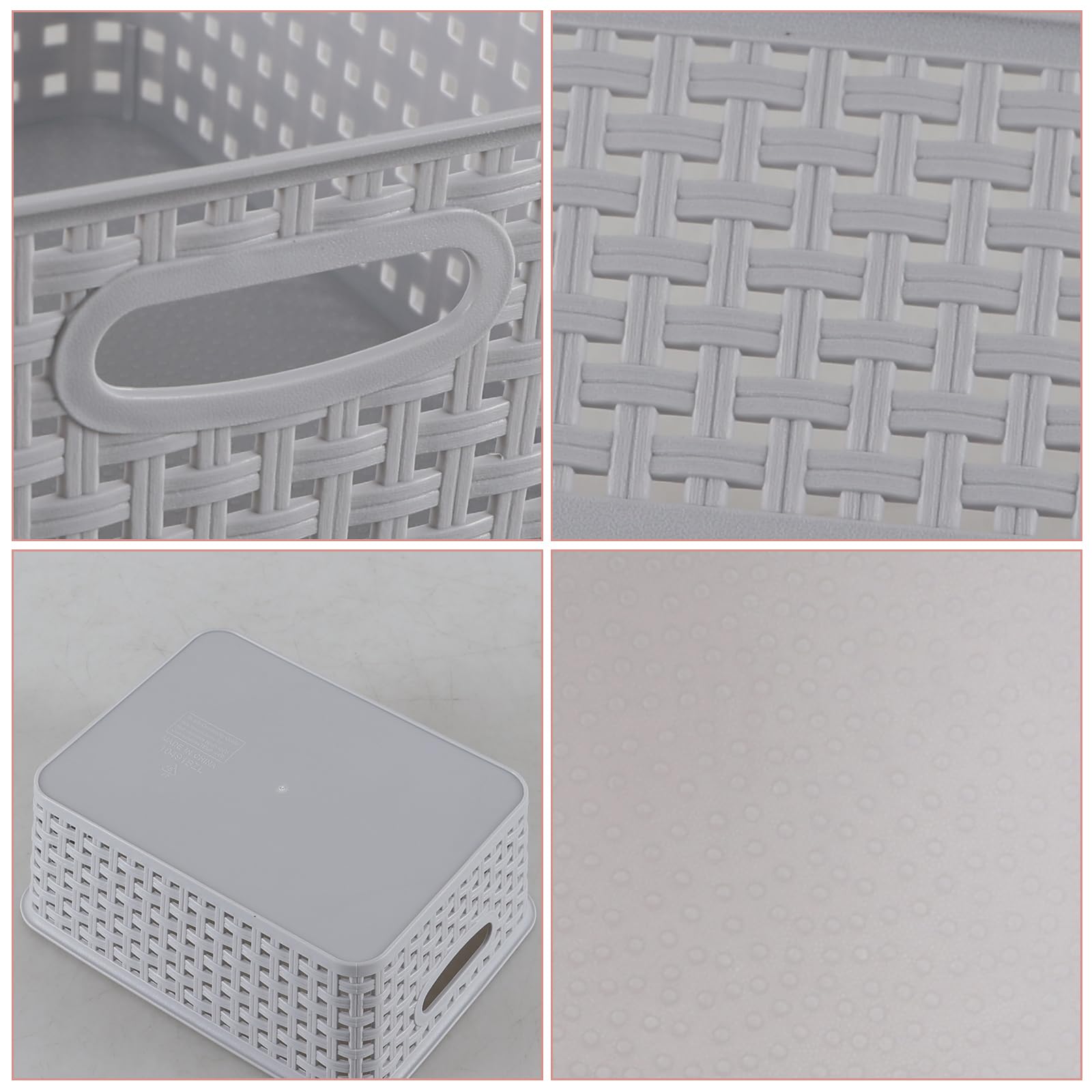 Jnktka 6 Pack Woven Storage Basket, Small Plastic Baskets for Shelves, Grey