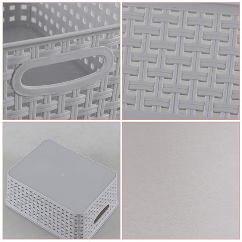 Jnktka 6 Pack Woven Storage Basket, Small Plastic Baskets for Shelves, Grey