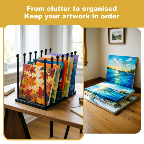 ForgeVale Art Storage Rack for Canvas & Drawing Boards, Adjustable Canvas Organiser Stand, Space Saving Art Rack for Studio, Classroom & Home