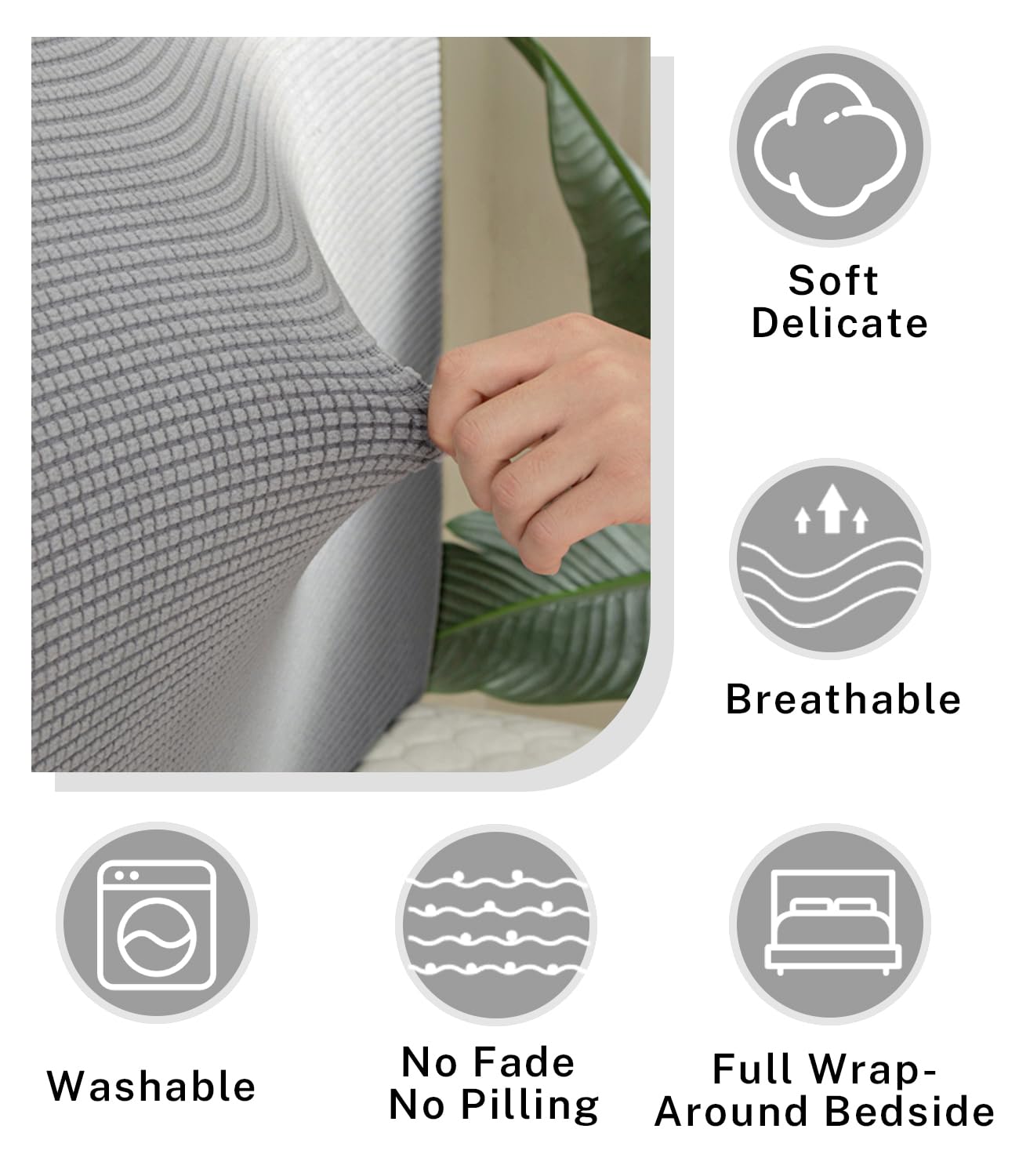 FANSU Headboard Cover for Single Double King Size Bed, Polar fleece Dustproof Headboard Wrap