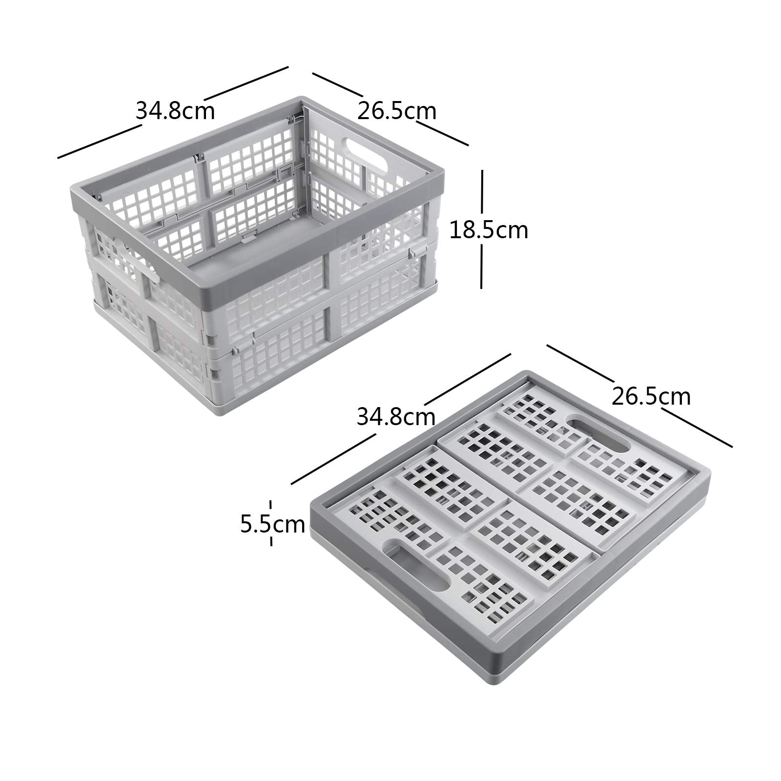 Gitany 3-pack 15 Liter Collapsible Storage Crates, Small Foldable Crate Baskets