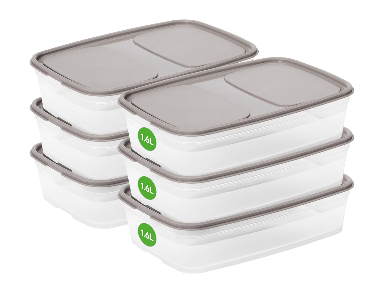 SmartStore Leakproof Food Storage Container 1,6L - Set of 6 | Dishwasher, Fridge, Microwave Safe | Lunch Box Meal Prep | Food Approved, BPA Free