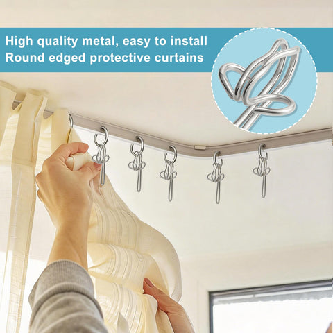 Metal Curtain Hooks 100 Pieces for heavy curtains (silver,2.9x1.2cm)