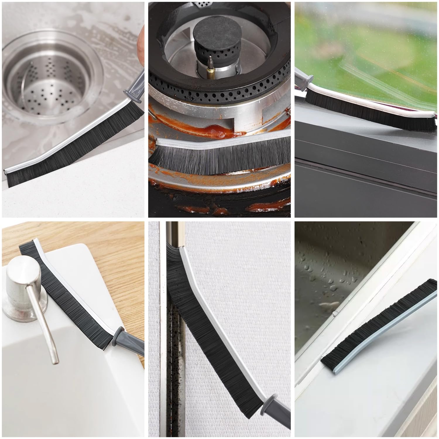 Slit Cleaning Brush 3 Pcs Gap Cleaning Brush Bathroom Tile Crevice Cleaning Brush for Kitchen, Stove, Washing Machine, Refrigerator, Window,Etc.