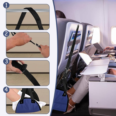 Xynovate 2 PCS Airplane Footrest, Portable Adjustable Plane Leg Rest, Travel Foot Hommock with Memory Foam, Ergonomic Support for Long Flights