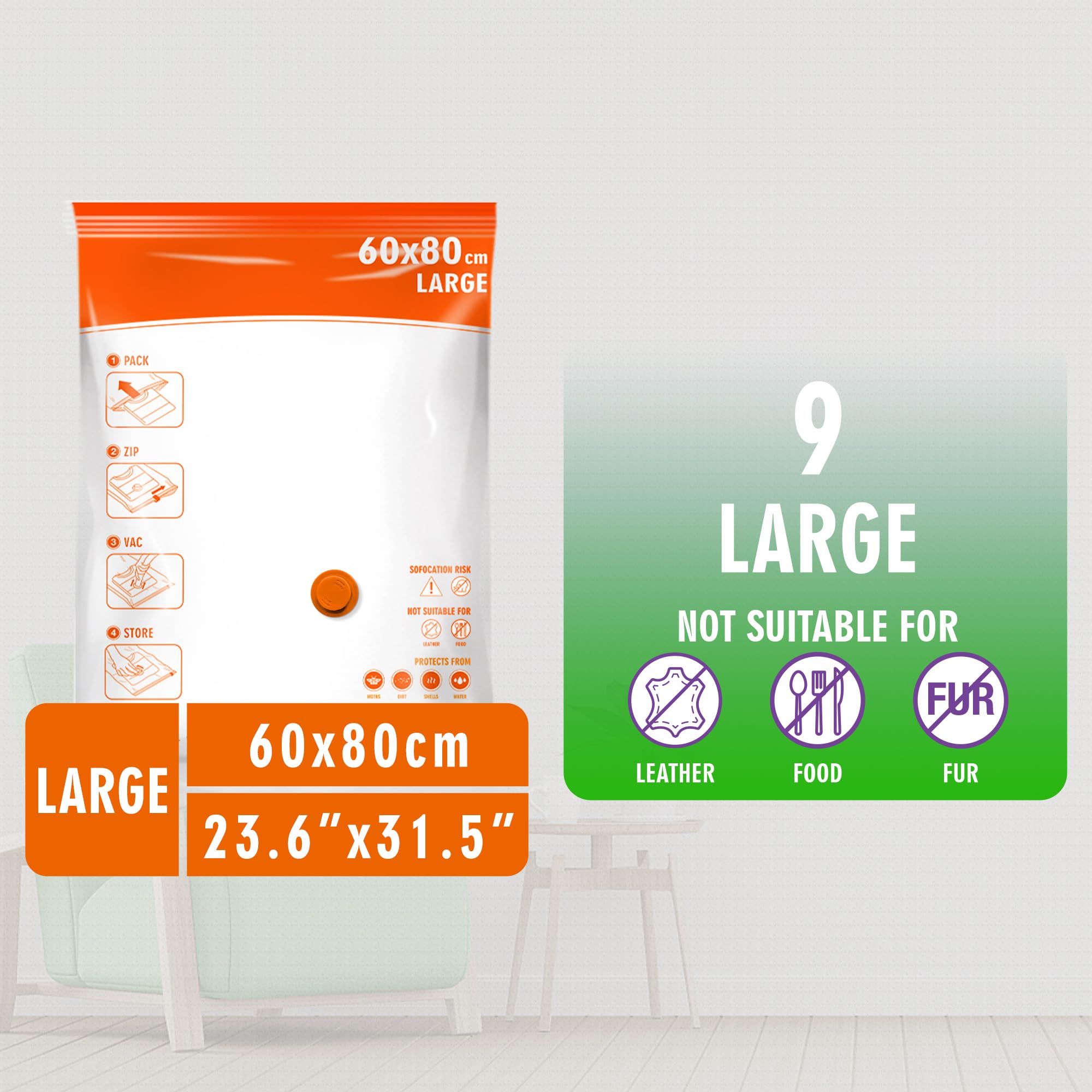 STORAGE MASTER Space Saver Bags for Travel and Home Reusable Vacuum Storage Bags Save 80% More Storage Space Work with Vacuum Cleaner