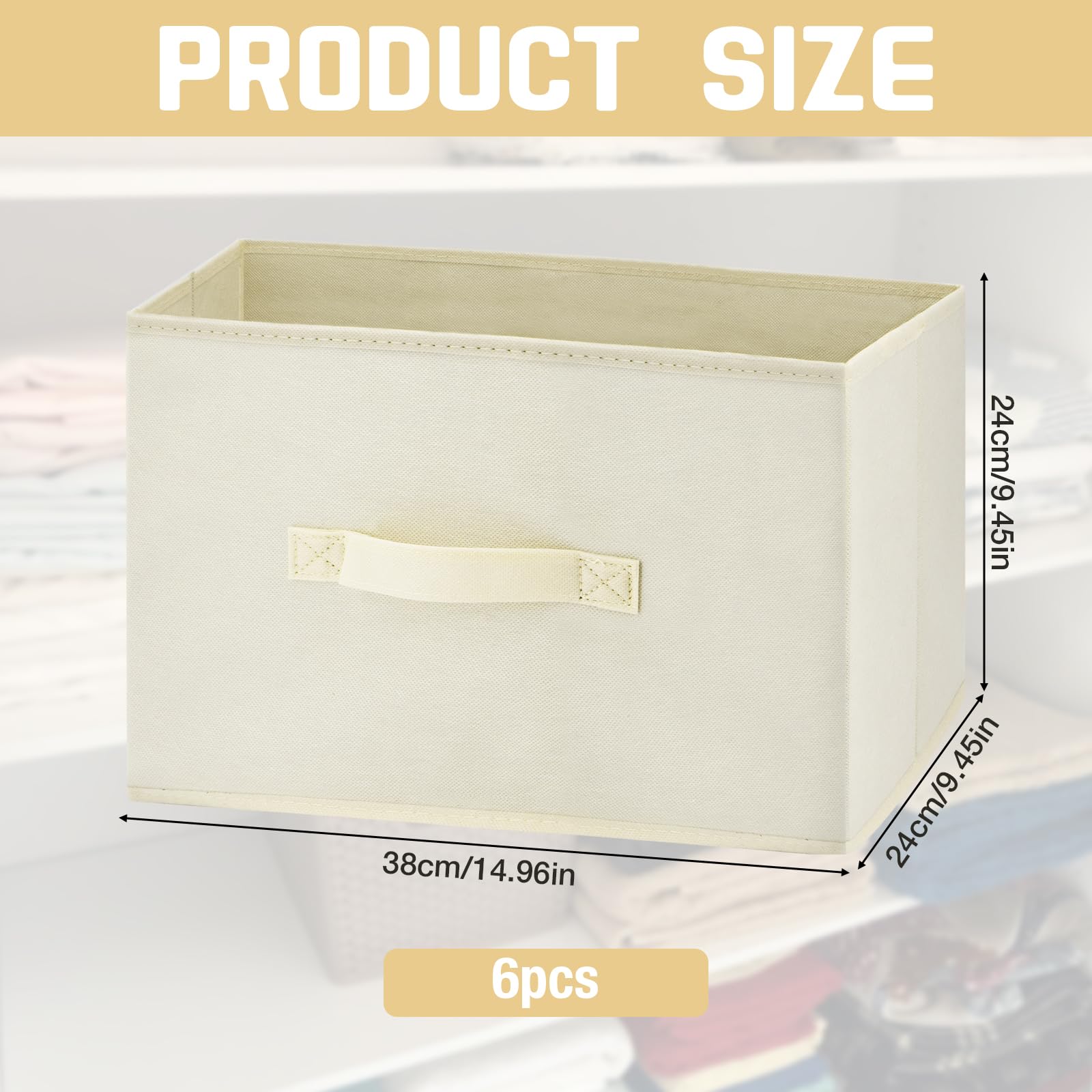 ZOCONE Cube Storage Boxes 6 Packs Fabric Storage Boxes for Shelves, 38×25×25cm Foldable Large Wardrobe Baskets Storage Cubes