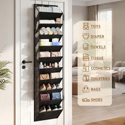 zxevg Door Shoe Rack 10 Pockets Clear PVC Hanging