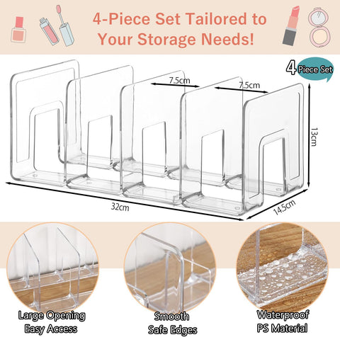 Panavage Transparent Desk File Organiser, 4 Slots, 4-Pack